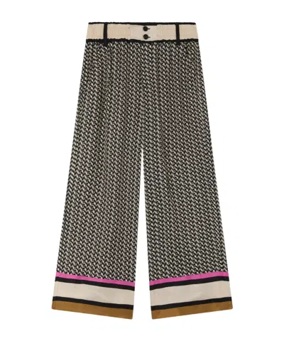 Pinko Twill High-waisted Trousers In Multi