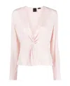 Pinko Twist-detail Long-sleeved Blouse In White