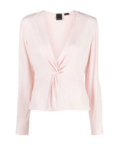 Pinko Twist-detail Long-sleeved Blouse In White