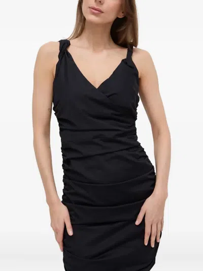 Pinko Twisted Ruched Mini Dress In Black
