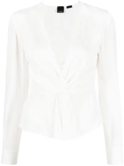 Pinko Twisted V-neck Blouse In White