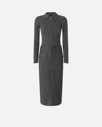 Pinko Sweater And Skirt Two-piece Effect Dress In Black/grey