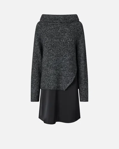 PINKO ROBE BI-MATIÈRE AVEC PULL EN ALPAGA MÉLANGÉ