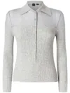 Pinko Two-tone Ribbed Knit Sweater With Button-down Front In Gray
