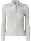 Pinko Two-tone Ribbed Knit Sweater With Button-down Front In Gray