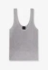 Pinko Noha Viscose And Metallized Fibre Tank Top In Gray