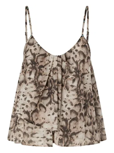 Pinko Udine Printed Cropped Top In Animal Print