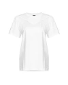 Pinko Cotton Under World Crew-neck T-shirt With Fringes In Snow White