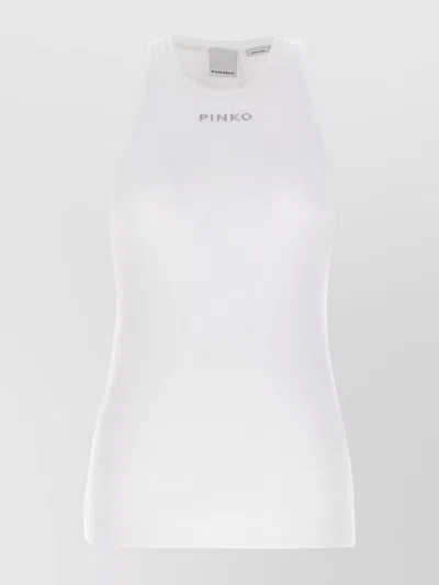 Pinko Unique Ribbed Sleeveless Top In Bianco