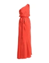 Pinko Uniqueness Woman Maxi Dress Tomato Red Size 8 Viscose, Cupro