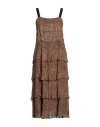 Pinko Uniqueness Woman Midi Dress Brown Size 2 Viscose, Metallic Fiber In Brown