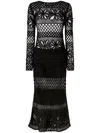 Pinko Unlined Black Mesh Dress With Long Sleeves In Black