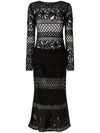 Pinko Unlined Black Mesh Dress With Long Sleeves In Black