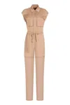 Pinko Semi-sheer Panelled Sleeveless Jumpsuit In Brown