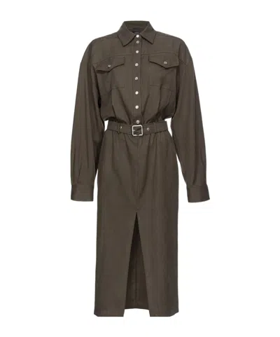 Pinko Utility-style Lyocell Shirtdress In Brown