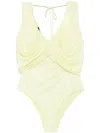 Pinko V-neck Bodysuit In Yellow