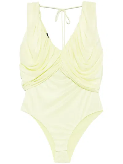 Pinko V-neck Bodysuit In Green