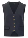 Pinko V-neck Button Vest In Blue