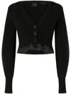 Pinko Black Dosaggio Cropped Cardigan In Black