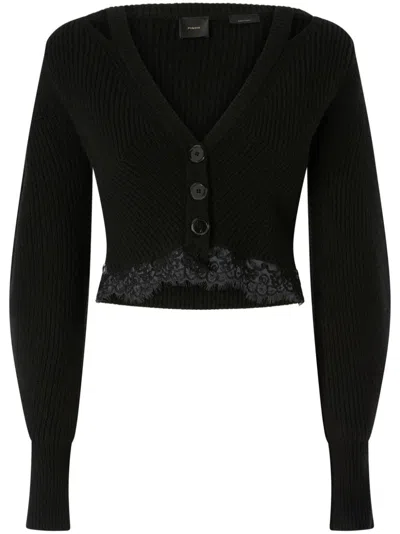 Pinko V-neck Cardigan In Nero Limousine