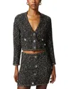 Pinko Sequined Short Cardigan With V-neck In Black/brown/white