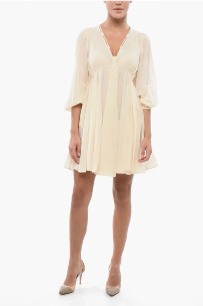 Pinko V-neck Cotton And Silk Beowulf Dress With 2 Pockets