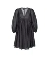 Pinko V-neck Cotton-blend Minidress In Black