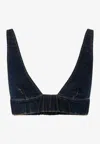 Pinko Denim Crop Top Adjustable Straps In Denim