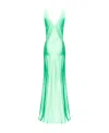 Pinko V-neck Draped Maxi Dress In Green