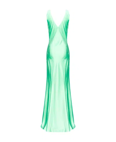 Pinko V-neck Draped Maxi Dress In Green