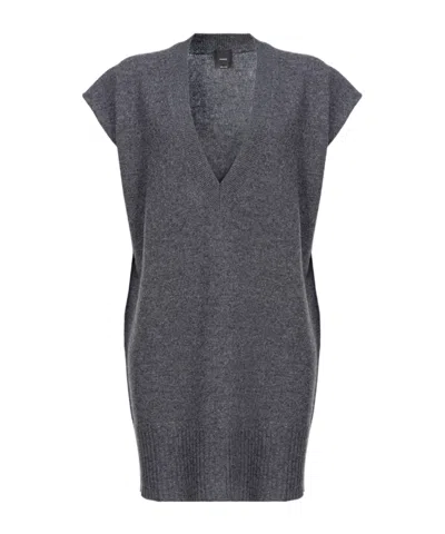 Pinko V-neck Fine-knit Gilet In Black