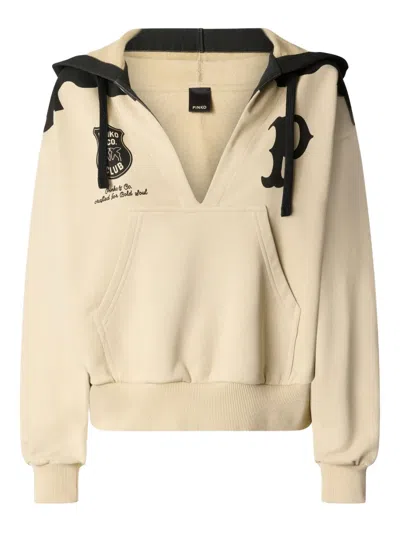 Pinko V-neck Hoodie In Neutral