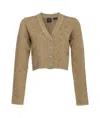 Pinko V-neck Knitted Cardigan In Brown