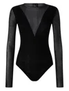 Pinko V-neck Long-sleeve Bodysuit In Black
