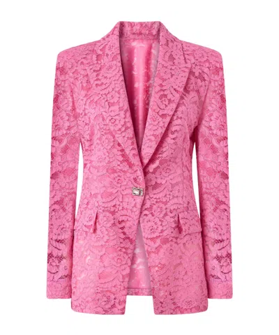 Pinko V-neck Long-sleeved Suit Jacket In Pink