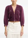 Pinko V-neck Puff-sleeve Top In Purple