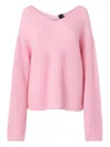 Pinko V-neck Ribbed Knit Sweater In Pink