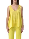 Pinko V-neck Satin Sleeveless Top In Giallo Ranuncolo