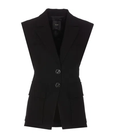 Pinko V-neck Sleeveless Gilet In Black