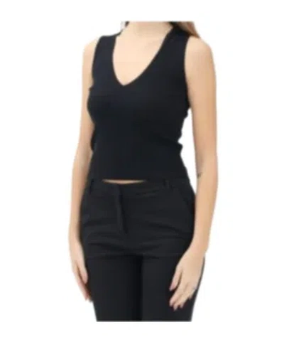 Pinko V-neck Sleeveless Vest In Black