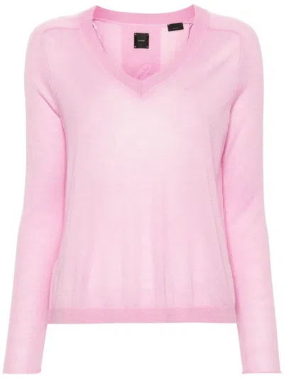 Pinko V-neck Cashmere Jumper In Rosa