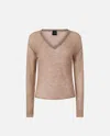Pinko Salomone Wool Sweater With Micro Sequins In Brown