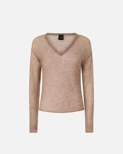 PINKO T-SHIRT À COL V À PAILLETTES