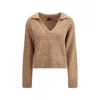 Pinko Nibani Polo Boucle Bottonato Full Stras In Brown