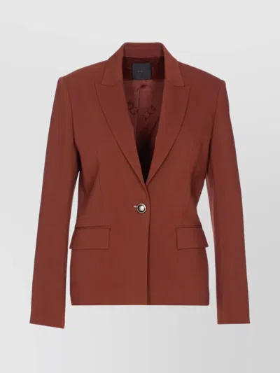 Pinko V-neck Tailored Jacket Flap Pockets In Brown