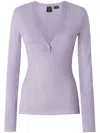 Pinko Lightweight Wool And Silk V-neck Sweater In Purple