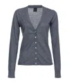 Pinko V-neck Wool Cardigan In Gray