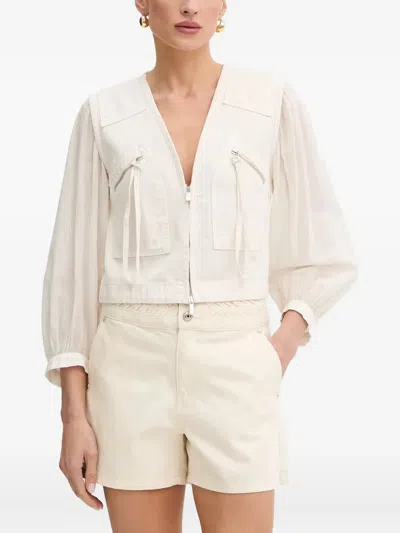 Pinko V-neck Zip-up Blouse In White