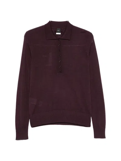 Pinko Vadus Fine-knit Polo Top In Pink