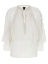 Pinko Layered Sheer Fabric Top With Tassel Detail In White